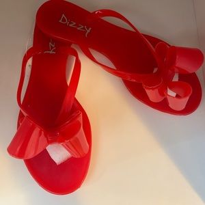 Dizzy Brand Bow Couture Jelly Thong Flip Flop